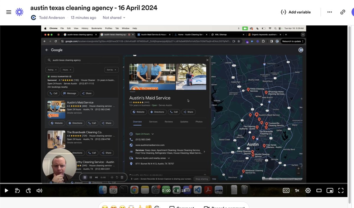 Heres a FREE 10 minute video of me roasting and fixing a Cleaning business GMB/site in Austin Texas 👀 I dropped some HUGE tips in this 📈 Want the video for FREE? Follow, retweet, like and comment 'Cleaning SEO' and I'll DM you the video.