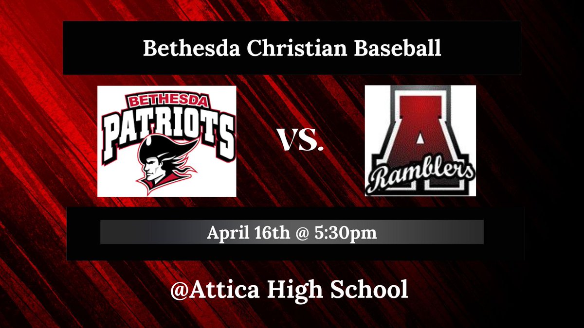 BCS_Baseball's tweet photo. 🚨GAME DAY🚨
🆚️ Attica High School 
⏰️ 5:30 pm
📍211 E Sycamore St, Attica, IN https://t.co/ESxVqwputi