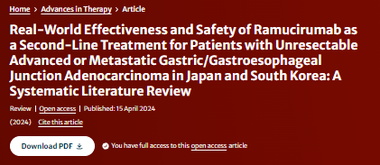 Real-World Effectiveness and Safety of Ramucirumab as a Second-Line Treatment for Patients with Unresectable Advanced or Metastatic Gastric/Gastroesophageal Junction Adenocarcinoma in Japan and South Korea: A Systematic Literature Review #openaccess here: link.springer.com/article/10.100…