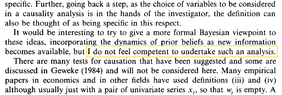Why hide your impostor syndrome when you could publish it in the Journal of Econometrics and win a Nobel Prize😁(Clive Granger, 1988)