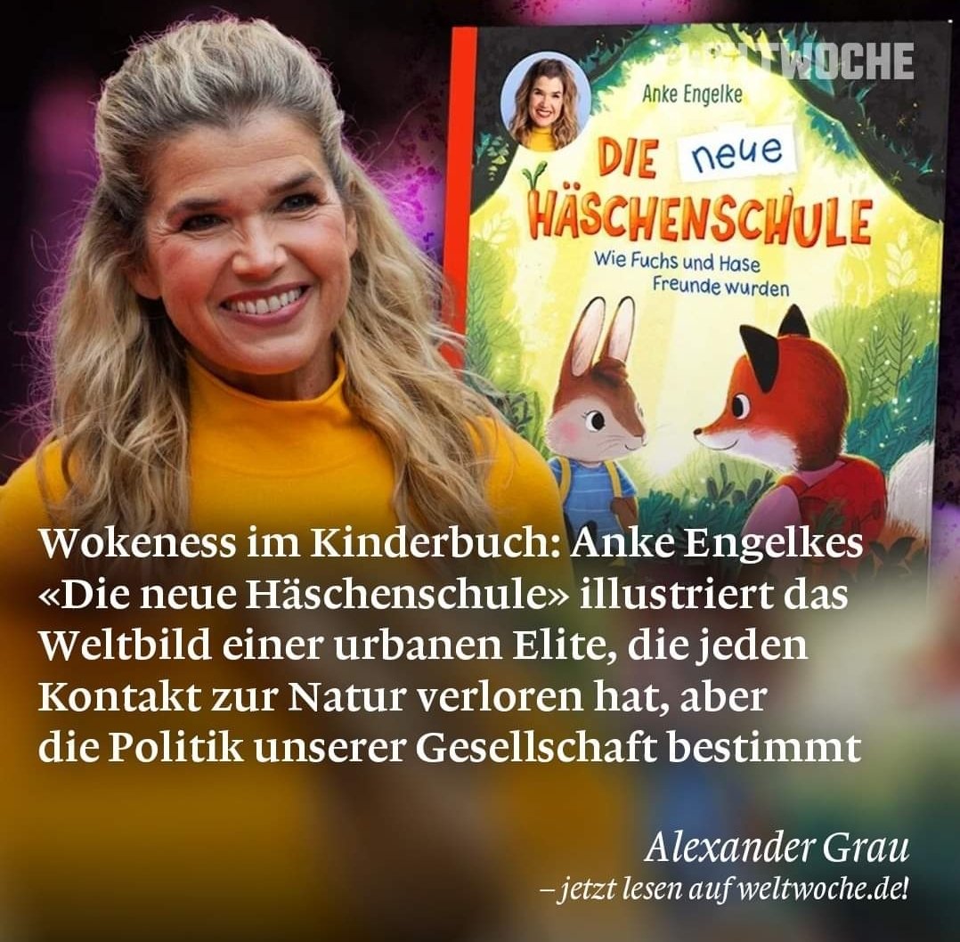 Wenn der Fuchs plötzlich vegan und der Bauer der Böse ist. Ich verachte Promis, die früher hart an der Grenze Klamauk gemacht haben und jetzt in den Kanon der woken Moralisten einstimmen. Danke, aber Nein Danke, Anke! #Engelke #GrueneSekte #WokeMindVirus weltwoche.ch/daily/wokeness…