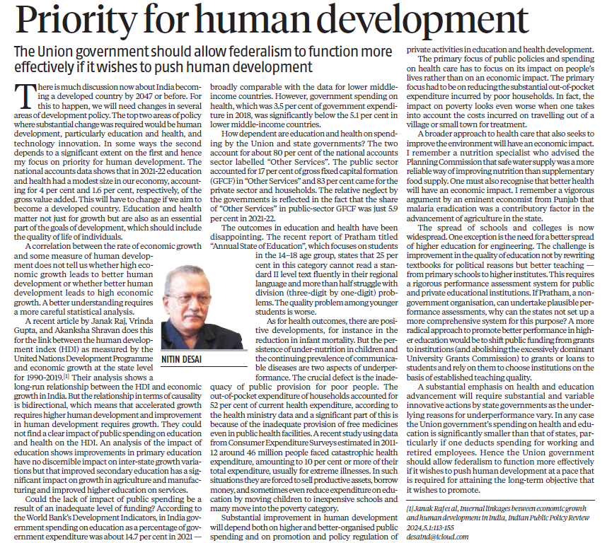 'The Union Government should allow #federalism to function more effectively if it wishes to push #humandevelopment' says Mr @nitindesai01, Chairman, TERI in his op-ed ✒ for @bsindia.

📰 Read here 👉 business-standard.com/opinion/column…

#Education #Health #TechnologyDevelopment