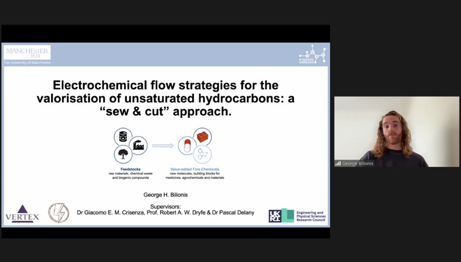Integrated CATalysis (iCAT) CDT (@icat_cdt) on Twitter photo Another great presentation from George Bilionis, a member of the <a href="/GEMCrisenza/">Giacomo Crisenza</a> lab. His talk discussed his research in electrosynthesis; more specifically, electrochemical ‘cut and sew’ methodologies for sustainable alkyne and aryne functionalization.
#EPSRC #CDT #iCAT Another great presentation from George Bilionis, a member of the <a href="/GEMCrisenza/">Giacomo Crisenza</a> lab. His talk discussed his research in electrosynthesis; more specifically, electrochemical ‘cut and sew’ methodologies for sustainable alkyne and aryne functionalization.
#EPSRC #CDT #iCAT