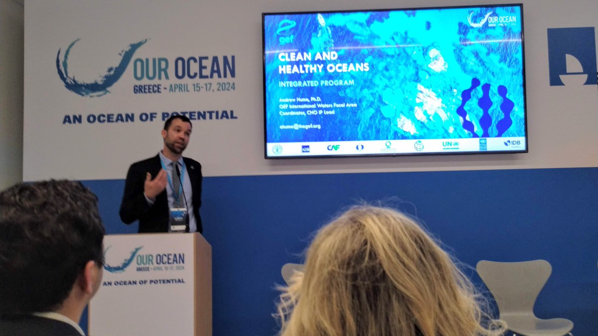 #HappeningNow: @theGEF announces $100 million grants to curb coastal zone pollution from agriculture, industrial & municipal sources & reduce ocean hypoxia, says Andrew Hume, International Water Focal Area Coordinator at @theGEF at Source2Sea side event at #OurOceanGreece