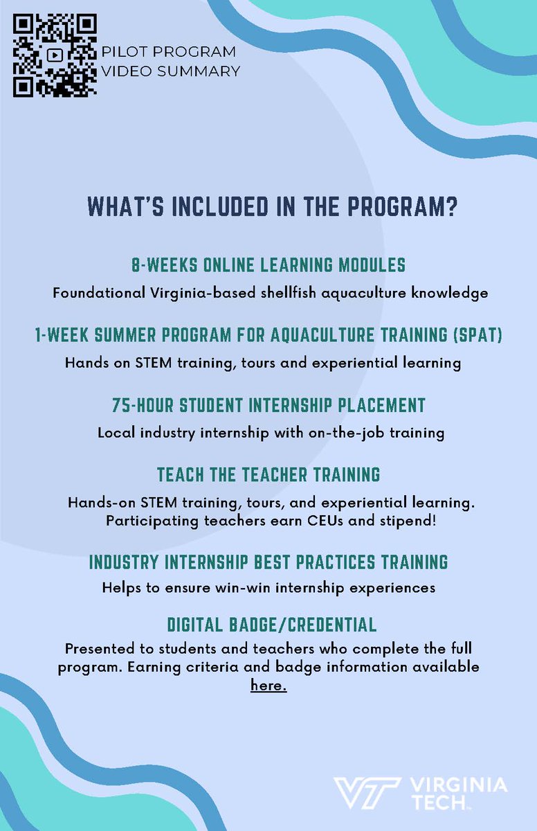 <a href="/VTCECE/">Virginia Tech CECE</a> is accepting applications from teachers and students in the Northern Neck and Middle Peninsula interested in the Promoting Careers in Aquaculture 2.0 program! Teachers who sign up will earn CEUS+ and a 2K stipend! cece.vt.edu/careers-in-aqu…