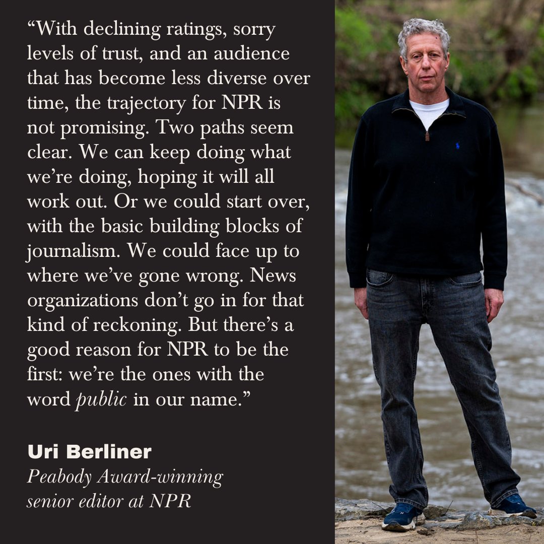 Senior @NPR editor @uberliner has been suspended from the public radio network he's served for 25 years after sharing concerns about bias in The Free Press: thefp.pub/4aJXNk4