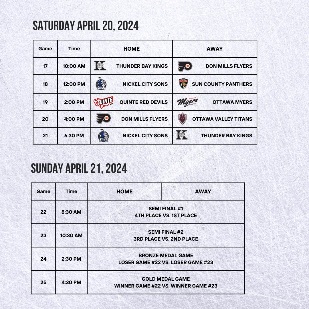 The U15 AAA All-Ontario Championships hosted by the Ottawa Valley Titans and Hockey Eastern Ontario get underway tomorrow!   All games will be played at the CardelRec Centre in Stittsville. Come out and show your support!   @hnohockey | @OHFHockey