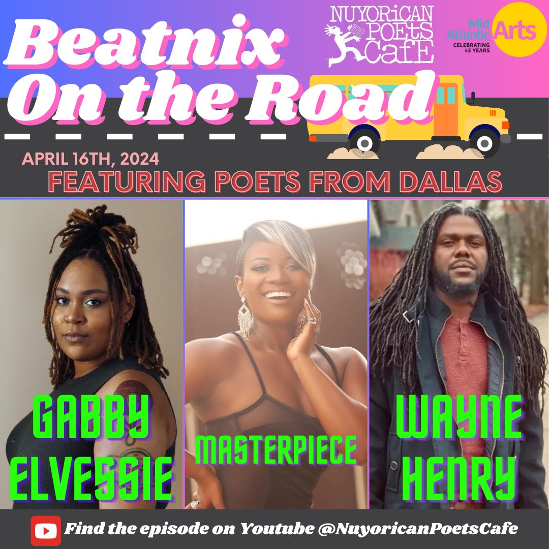 Our second installment of Beatnix On the Road hosted by @tonymcpherson.official is Here!✊🏾Join us on our trip to sunny Dallas, Texas for the musings of @dreadful_poet @masterpiecepoet & @gabby.elvessie. Full episode on YouTube TODAY to learn how the best poets in Texas roll! 🏎️🏎️