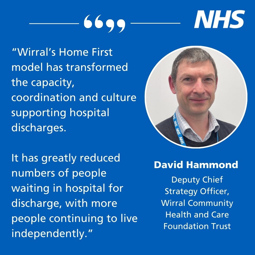 At our  next #CommunityHealthServices webinar, we’ll hear from David Hammond, Deputy Chief Strategy Officer @wchc_nhs, to describe their #HomeFirst model, journey and outcomes for the people they care for

4-5pm this Friday

Register to join:  events.england.nhs.uk/events/communi…