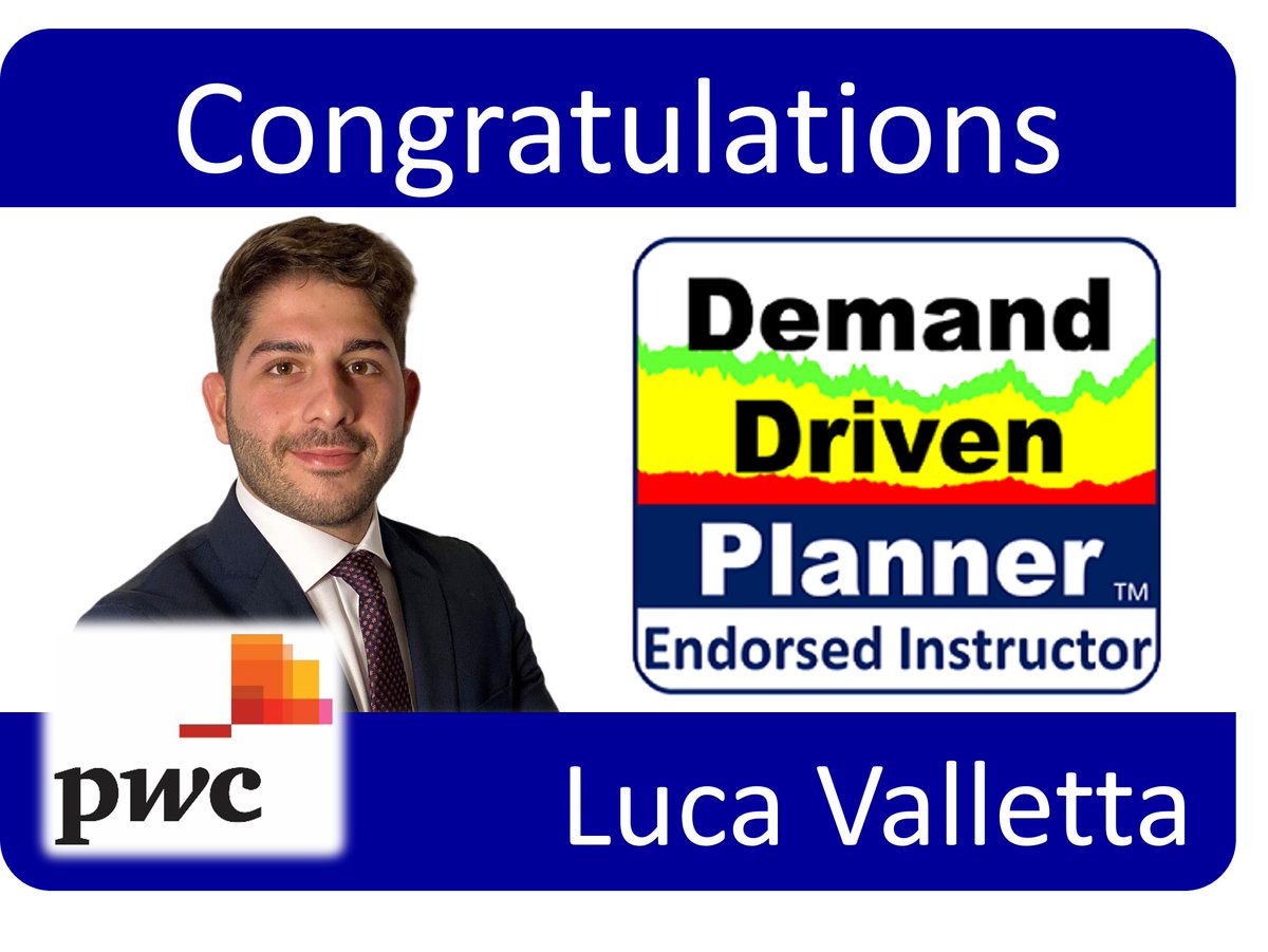 Luca Valletta of #ddiaffiliate @PwC_Italia joins the global #ddiinstructor pool. #ddmrp #demanddriven #supplychainresilience #thoughtware