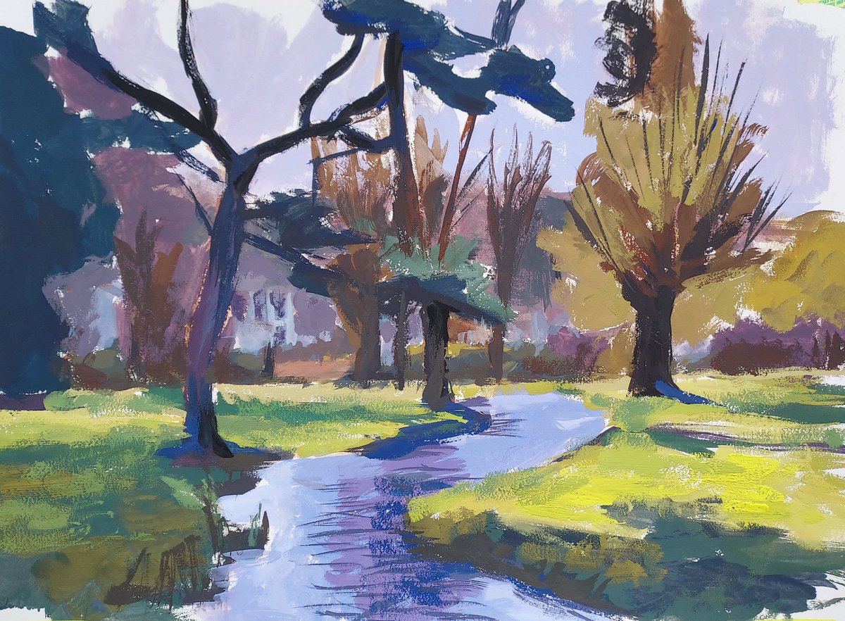 A 2 hour gouache painting demo from last night for Hughenden Art Society. Based on a winter photo of the same scene in Hughenden Park I painted plein air on Sunday. #hughenden #paintingdemo #gouachepainting #gouache #art #landscapepainting #gouacheart