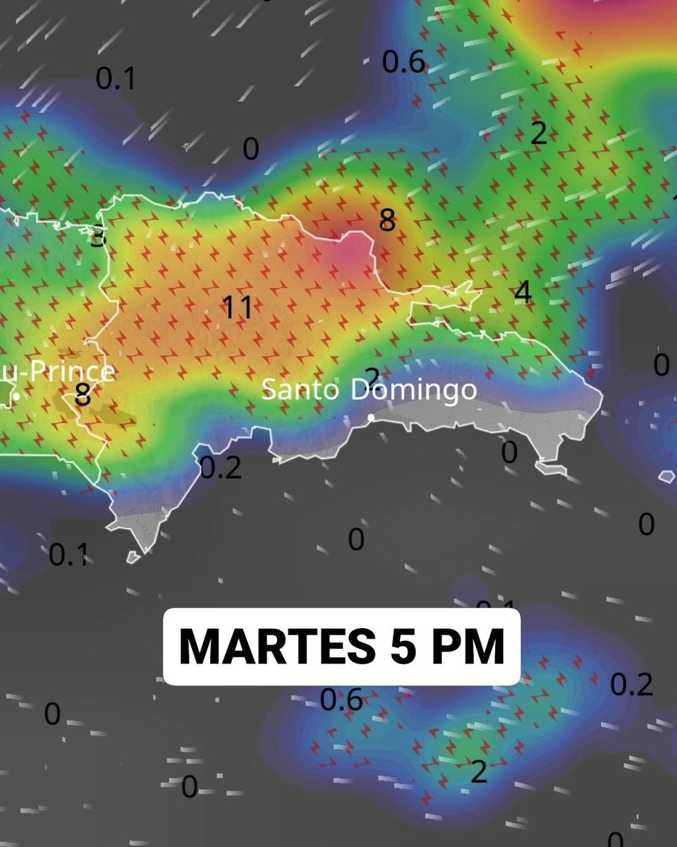 🔴🔴ALERTA🔴🔴 La situación se tornará muy peligrosa en las próximas horas en muchas provincias de República Dominicana debido al fortalecimiento de la vaguada: para esta tarde y esta noche podrían desarrollarse inundaciones más fuertes y aumentará el potencial de desbordamiento