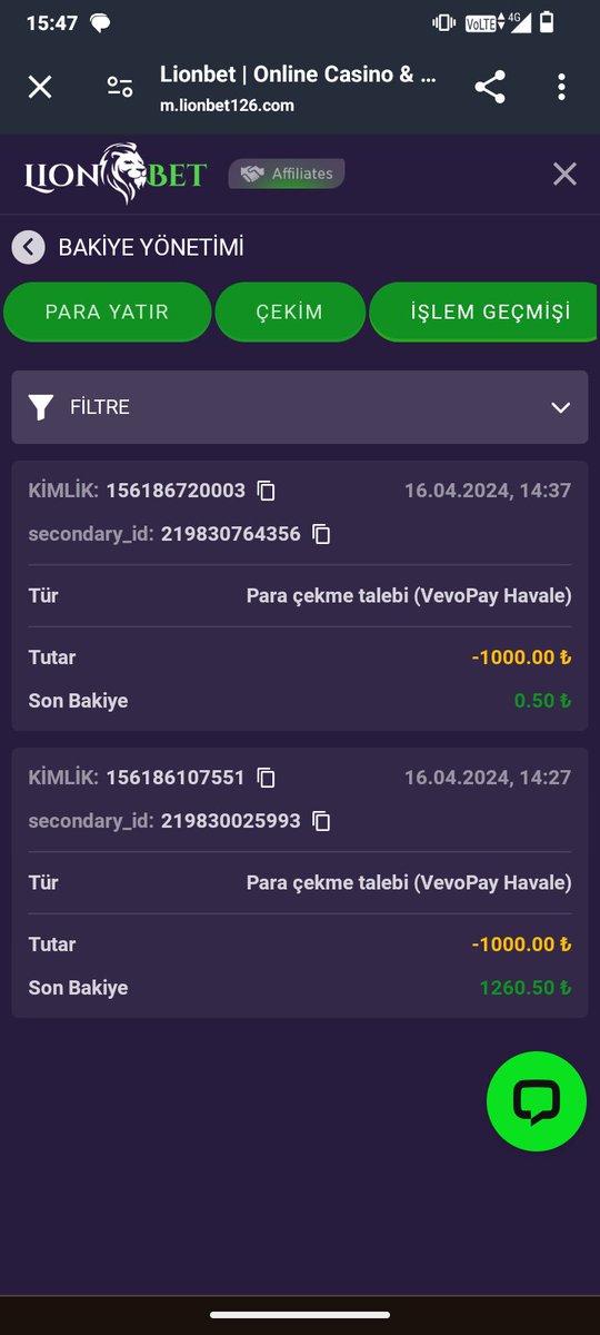 Schermata dell interfaccia di gioco Lionbet su dispositivo mobile