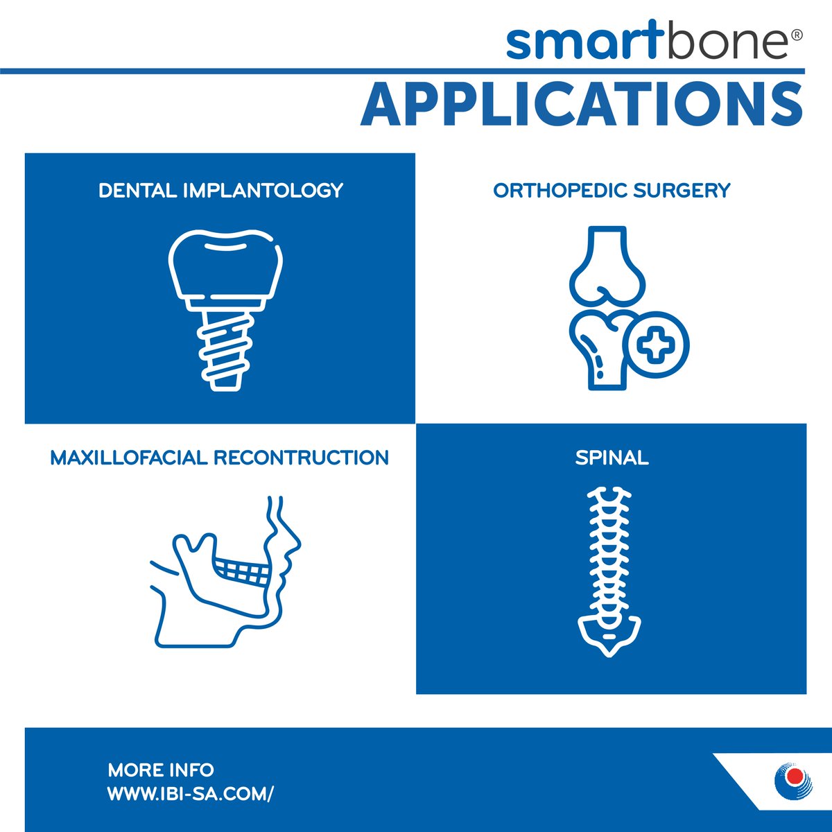 smartboneibi's tweet image. What are the applications of #SmartBone®?

🔵#Dental Implantology
🔵#Orthopedic Surgery
🔵#Cranial &amp;amp; #Maxillofacial Reconstruction
🔵#Spinal

Ready to elevate your practice with SmartBone®? 
Contact us today to learn more! ibi-sa.com
#BoneRegeneration #graft #bone
