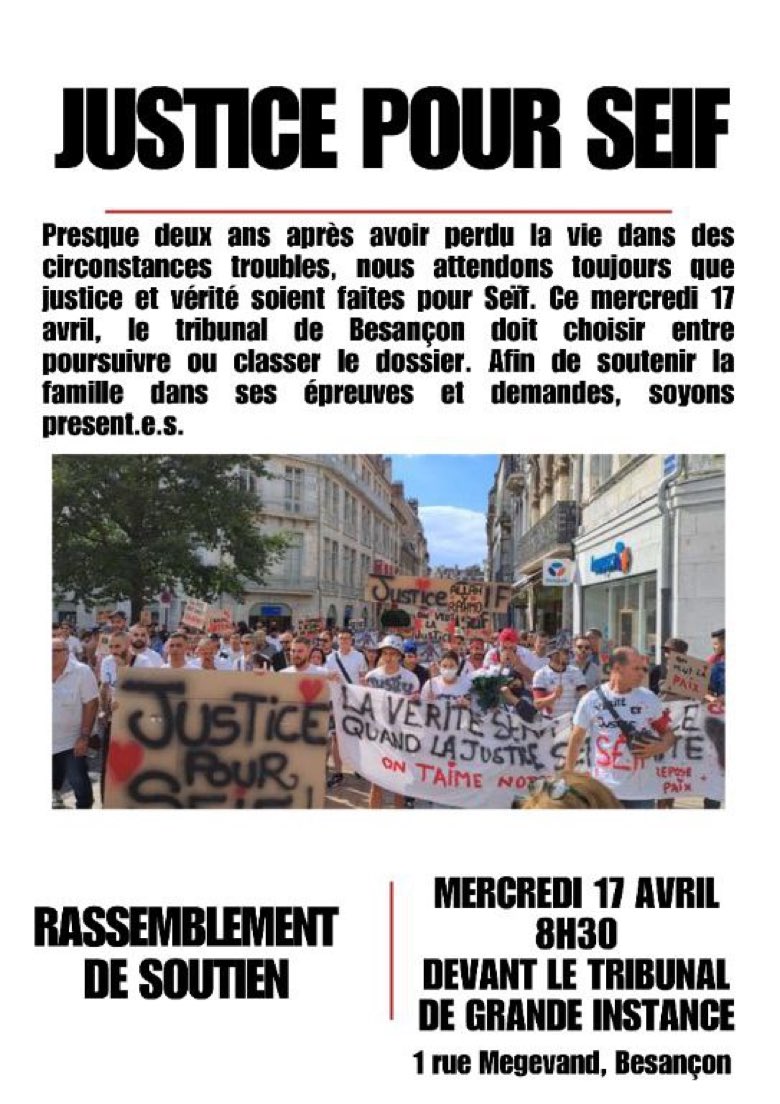 Justice pour Seif Boulazreg à Besançon