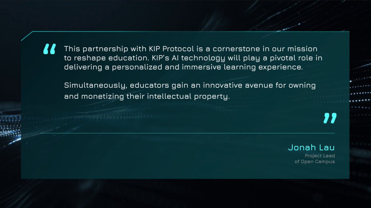 KIP Protocol (@kipprotocol) on Twitter photo $KIP x <a href="/opencampus_xyz/">Open Campus</a>: DeAI powering a community-led Education protocol ๐๏ธ๐๐ $KIP x <a href="/opencampus_xyz/">Open Campus</a>: DeAI powering a community-led Education protocol ๐๏ธ๐๐