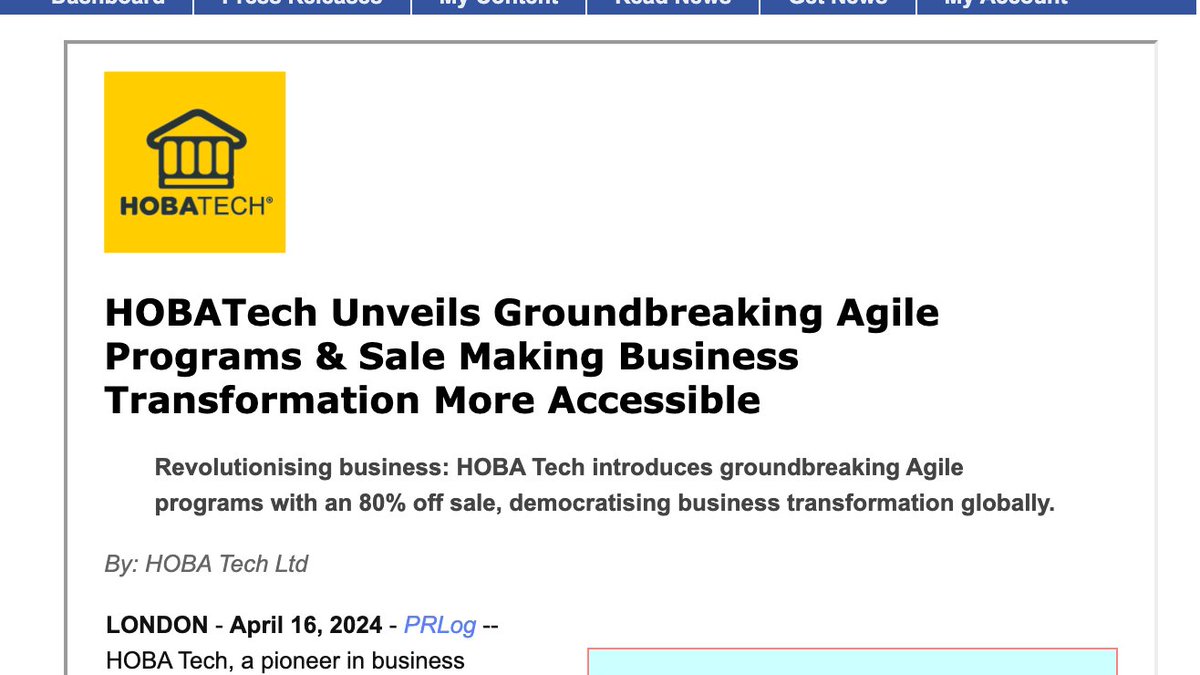 🚀 Exciting News! 🚀 Introducing HOBA Tech's new agile programs - Agile Starter, Agile Plus, Agile Lifetime, and Agile Enterprise! 🌟 Get 80% off for a limited time! Read more: bit.ly/HOBATechUnveil… Enroll now: hoba.tech/agile-business… #AgileTransformation #HOBA #Sale