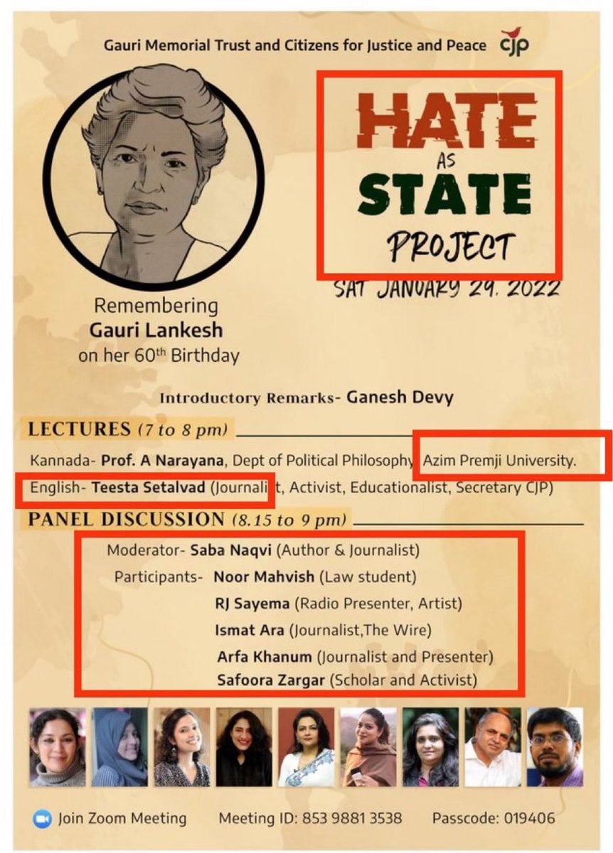 Earlier Azim Premji Uni got together with CIA-linked Ford Foundation funded
CJP run by Teesta Setalvaad and Gauri Memorial Trust or 'Hate as State' project. Also invited UAPA accused Safoora Zargar who gave speeches
'Delhi tere khoon se lenge azadi'run upto Delhi anti Hindu riot.