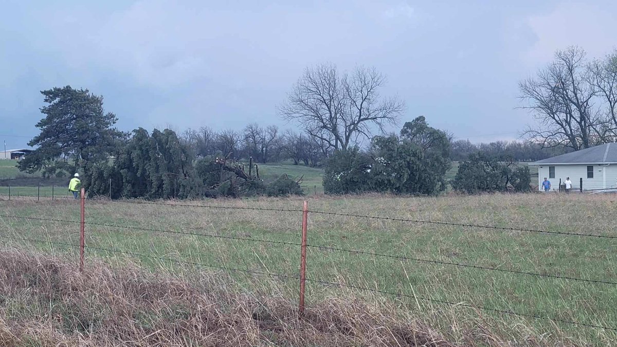 Damage south of Eureka, from a likely tornado. #KSwx