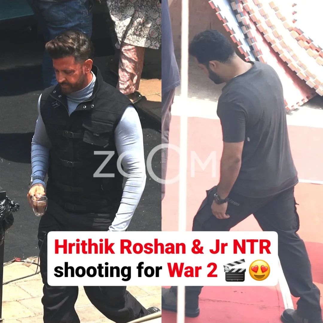 #HrithikRoshan𓃵 & #JrNTR from the sets of #War2 🔥