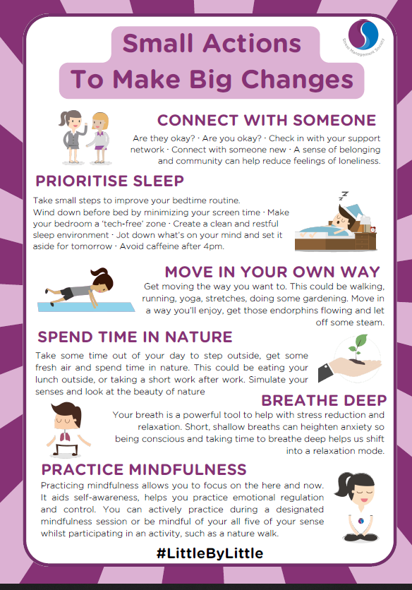 ashtonsixthform's tweet photo. As exams are approaching, we know it can be a stressful time. There are lots of small differences you can make each day to improve your stress levels. #StressAwarenesMonth #LittleByLittle https://t.co/bd86Bv4A4Z