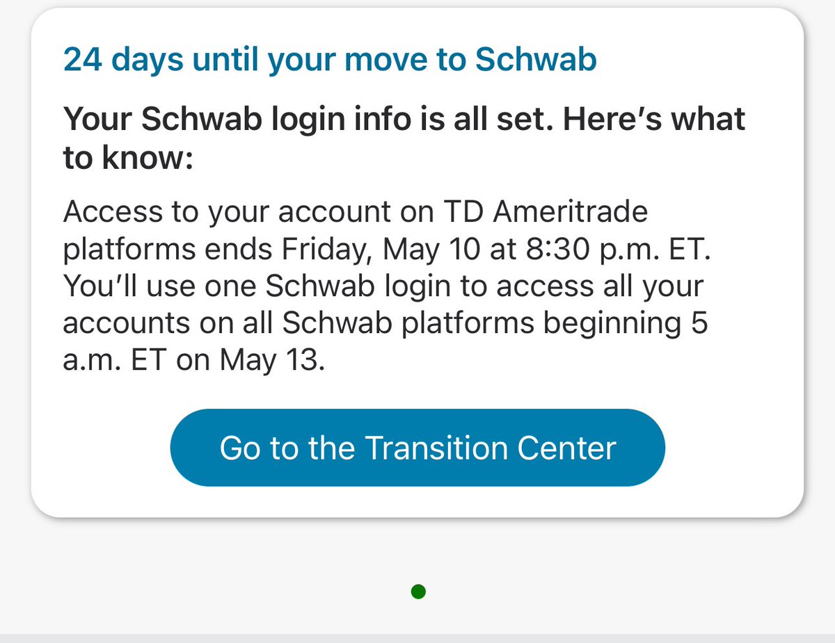 Does this mean my think or swim account will get transferred to Schwab also in 24 days?