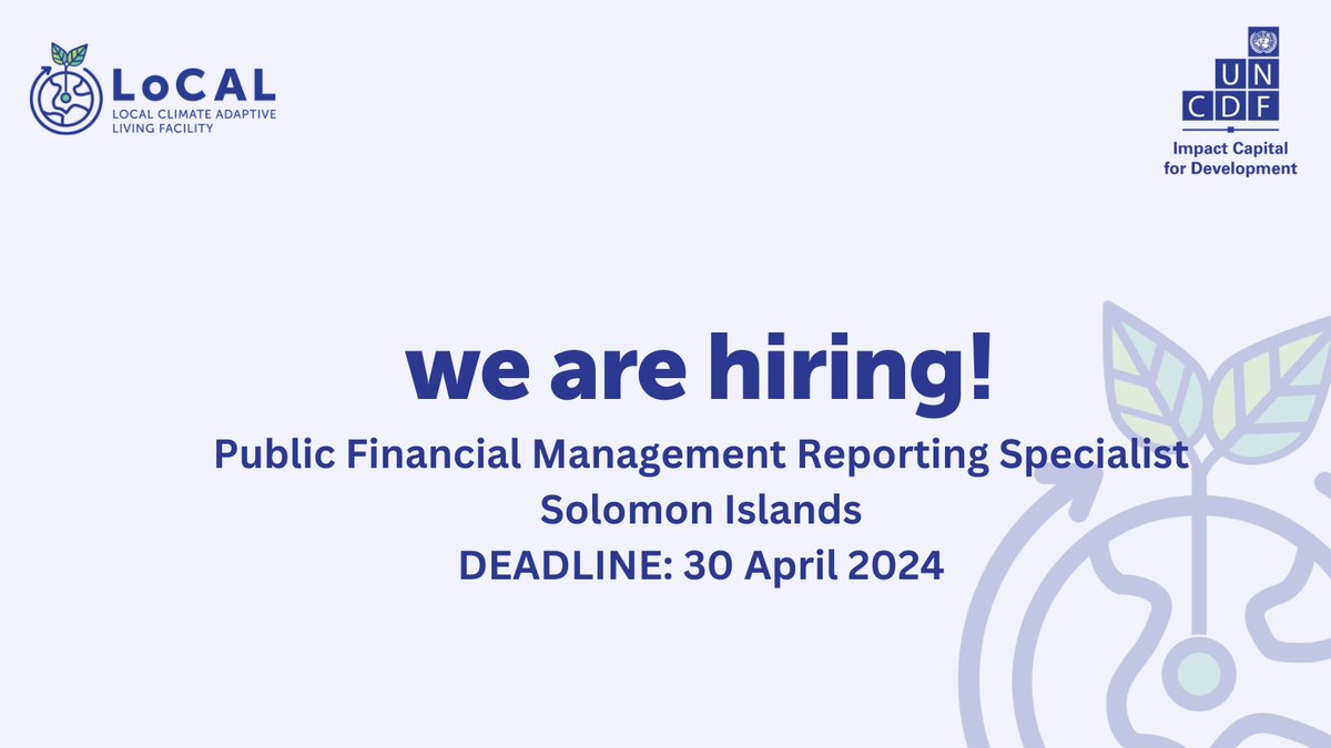 Join our team! We're looking for a dedicated individual in Honiara, #SolomonIslands 🇸🇧

Apply before 30 April 2024.

#vacancy #job #ClimateJob #ClimateFinance

➡️ bit.ly/SolIsV