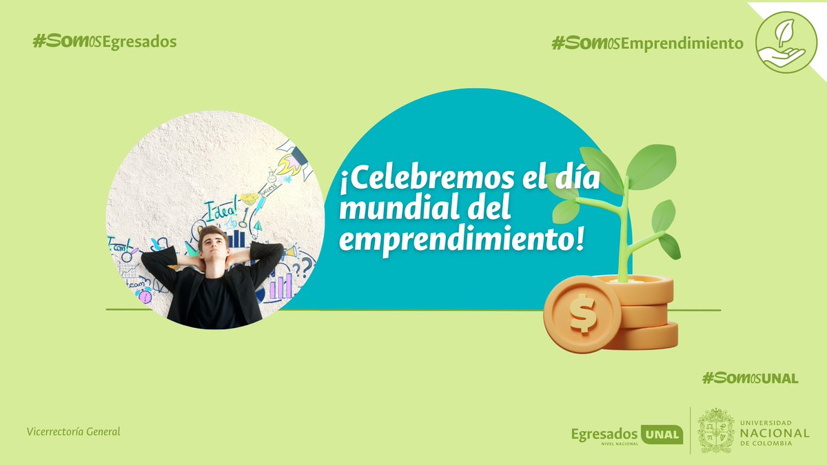 ¡Hoy es el Día Mundial del Emprendimiento! 🌟💼 Celebremos la innovación, la creatividad y el espíritu empresarial que impulsa el cambio en todo el mundo. ¿Cuál es tu sueño emprendedor? ¡Comparte tu historia! #SomosEmprendimiento #SomosEgresados #SomosUNAL