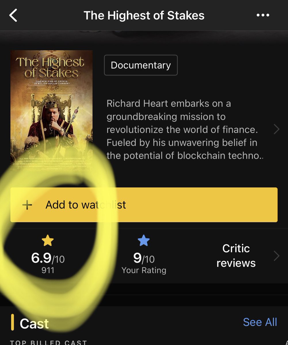 HexyCryptoSiren's tweet image. #Hex community, can we get more reviews on #IMDb for #TheHighestOfStakes ? 

Currently 911 reviews. This is an emergency. 🚑