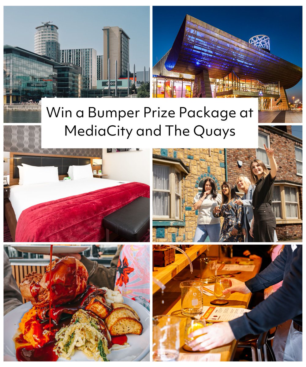 We’ve teamed up with @MediaCityUK & The Quays to give a lucky couple the chance to win 🛏️ 2 night stay at @himediacityuk 🎭 Theatre show at @The_Lowry 🧑‍🍳 Gin experience and meal @11centralmcr 📺 Step onto the famous Corrie cobbles @coronationStX Enter 👉 visitmanchester.com/ideas-and-insp…