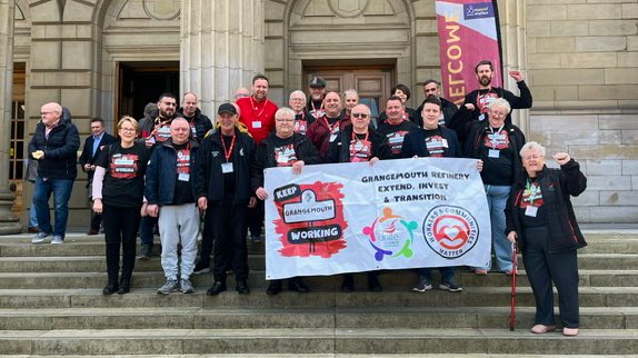 Our delegation at #STUC24 sending solidarity for the ‘Keep Grangemouth Working’ Campaign.