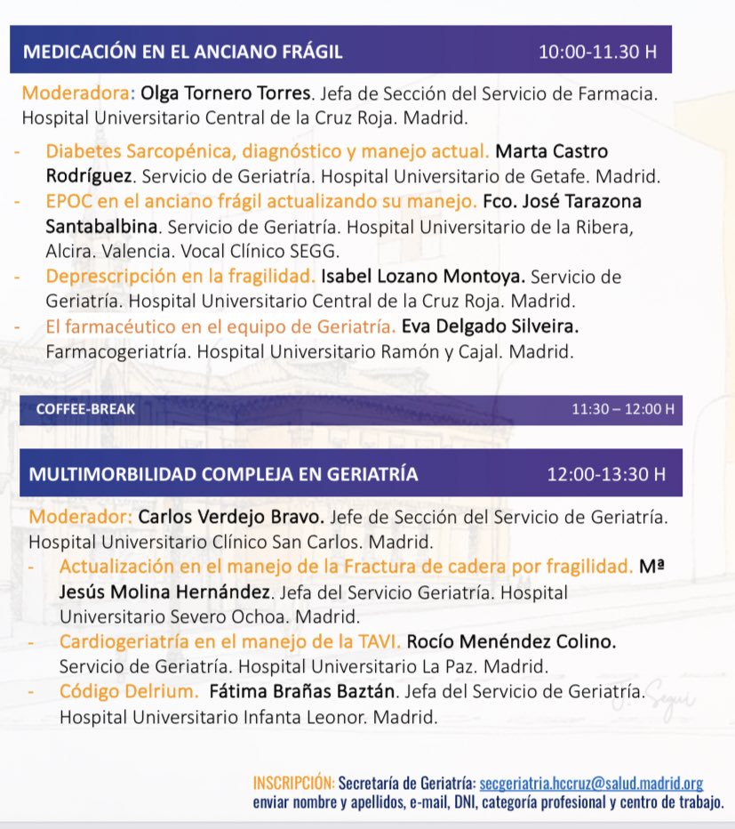 GeriaCruzRoja's tweet photo. II Jornadas de Geriatría del H Universitario Central de la Cruz Roja de Madrid. Animaos!
➡ "Actualización en las 5M de la Geriatría".
📆 Viernes 24 de Mayo de 2024
🔜 8:00 a 18:00H
🗒 Solicitada acreditación 
✏ Inscripción a través de email: secgeriatria.hccruz@salud.madrid.org https://t.co/30ukBE39kn