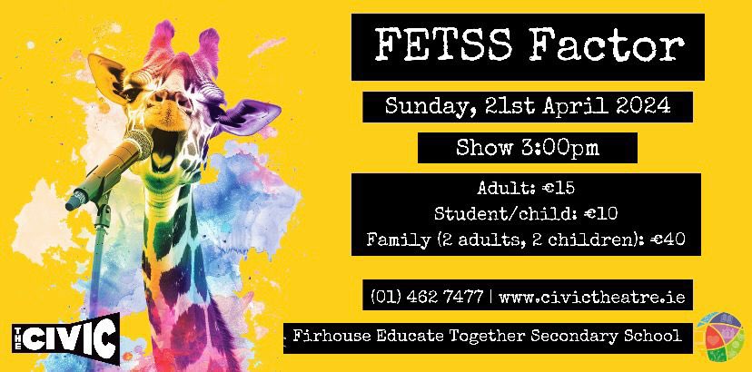 Just under a week to go until our first ever school show, FETSS Factor! ⭐️ Our acts have been working very hard over the last few months to put together an amazing event. Get your tickets here before they are gone: civictheatre.ticketsolve.com/ticketbooth/sh…