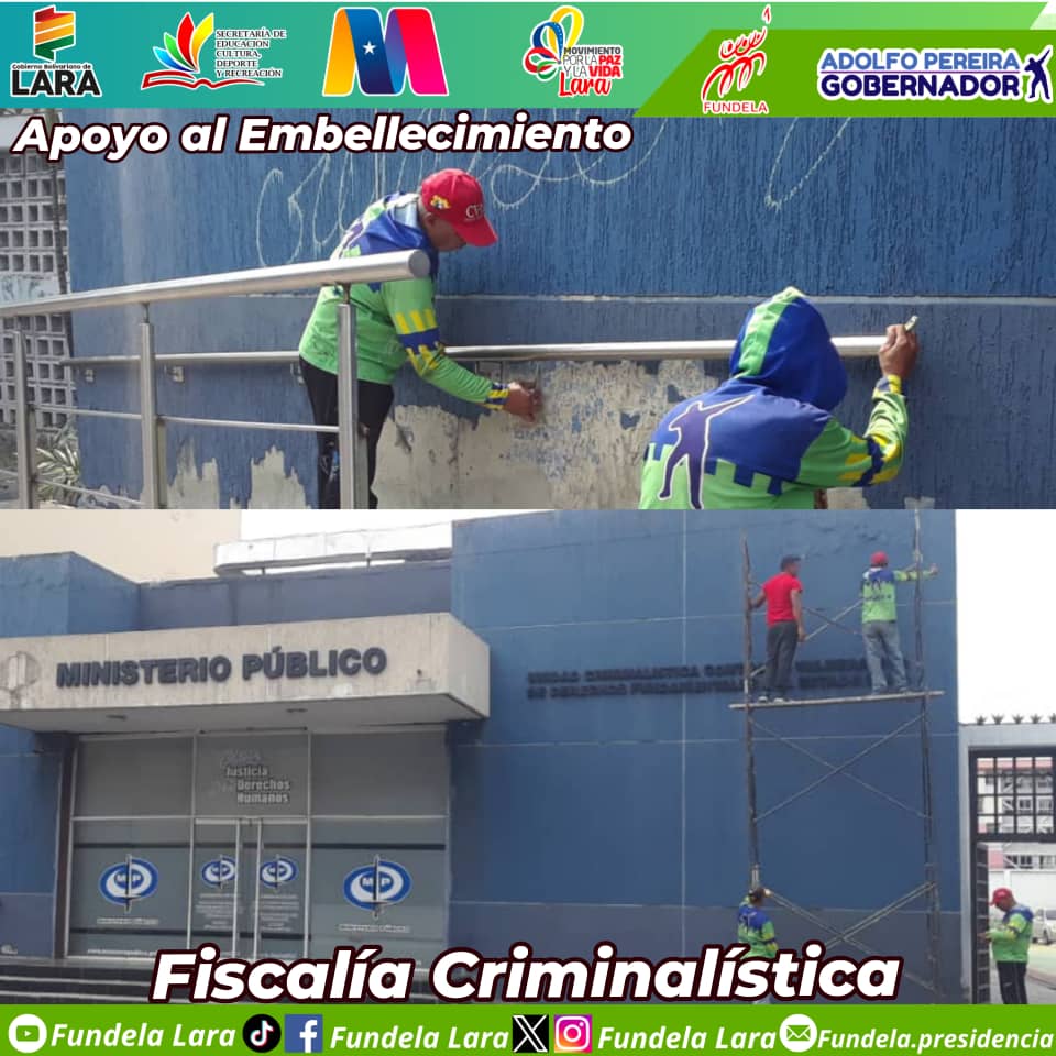 #14Abr | La Cuadrilla de FUNDELA en Movimiento, se movilizó hasta la fiscalía, para ejecutar trabajo interinstitucional a través del embellecimiento de esta sede. #FundelaEnMovimiento @NicolasMaduro @AdolfoP_Oficial @Miguelangel_gch @MervinMaldonad0