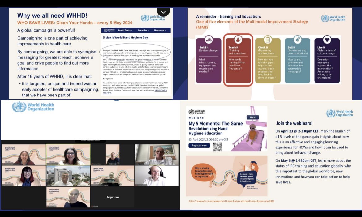 Today @WHO webinar outlined resources, the concept of campaigning & why sharing knowledge about #handhygiene is still so important.
In the context of global #infectionprevention, #healthcareimprovement inc #campaigning is still vital. >650 people joined to show their commitment!