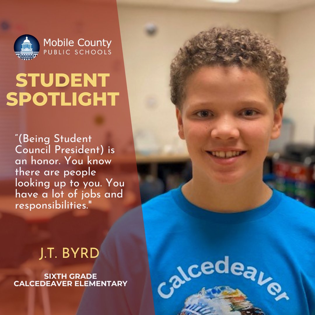 Sixth-grader J.T. Byrd is the Student Council President at Calcedeaver Elementary and has helped organize fundraisers for several school projects, including an upcoming one for new playground equipment. He's an honor roll student who loves baseball and archery. #AimForExcellence