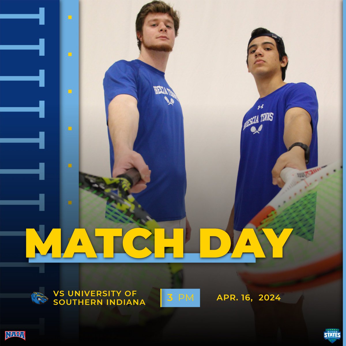 🎾 The boys are ready to take on the Screaming Eagles! 🆚 USI Screaming Eagles 📍 Evansville, IN ⏰ 3pm CT
