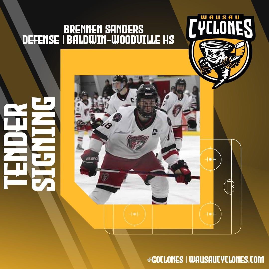 NEWS | Cyclones sign defenseman Brennen Sanders from Baldwin-Woodville HS to a 2024-25 season tender agreement. #WelcometoWausau Details⬇️ wausaucyclones.com/sanders/