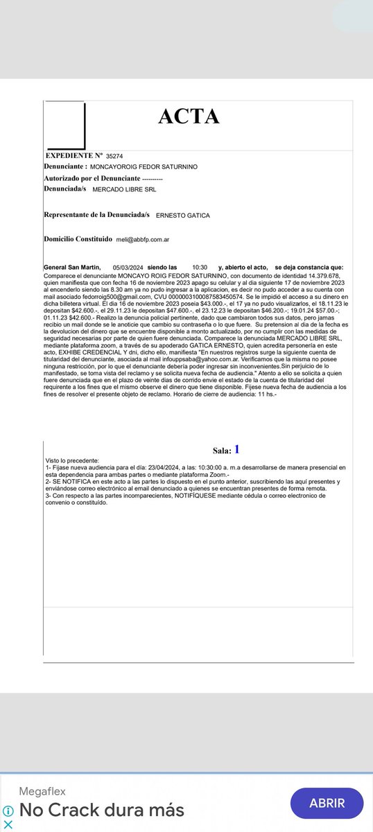 fedorr291150's tweet photo. @Arielmazo73 @mercadopago Ya denuncie a Derecho del Consumidor, en el mes de Noviembre 2023, Expte  35274/2023 y tuve audiencia, presentando todas las pruevas el 05 de Marzo 2024 y todavía no RESOLVIERON. SE BURLAN DEL CLIENTE. NO LES GUSTA DEVOLVER LOS RECLAMOS. SON MERCADO CAGO. https://t.co/JUCp2gr45Z