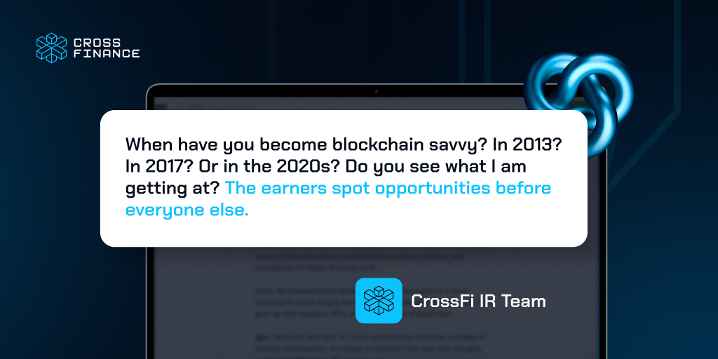 Top Insights from CrossFi IR Team

#IR #crpyto #crossfi #web3 #defi #fintech