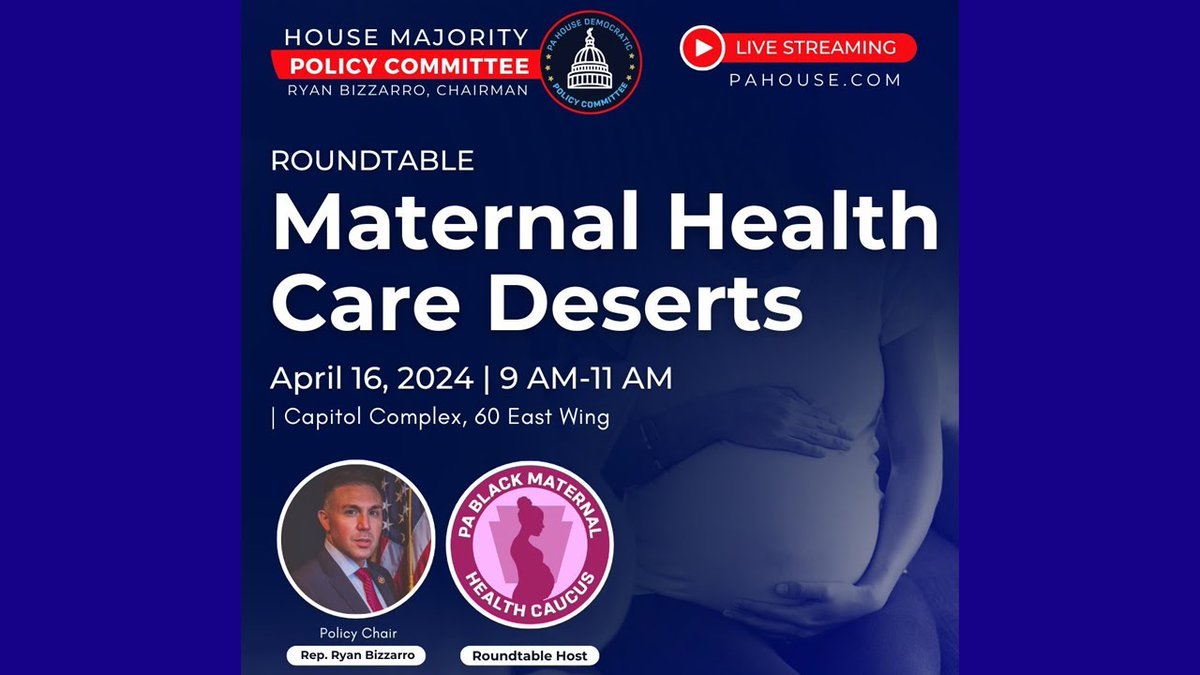 LIVE NOW - we kick off our #BMHW24 events with @PADemPolicy roundtable on maternal health care deserts. Our #PAMOMNIBUS will be front and center in the discussion. ➡️ youtube.com/watch?v=OaVpam…