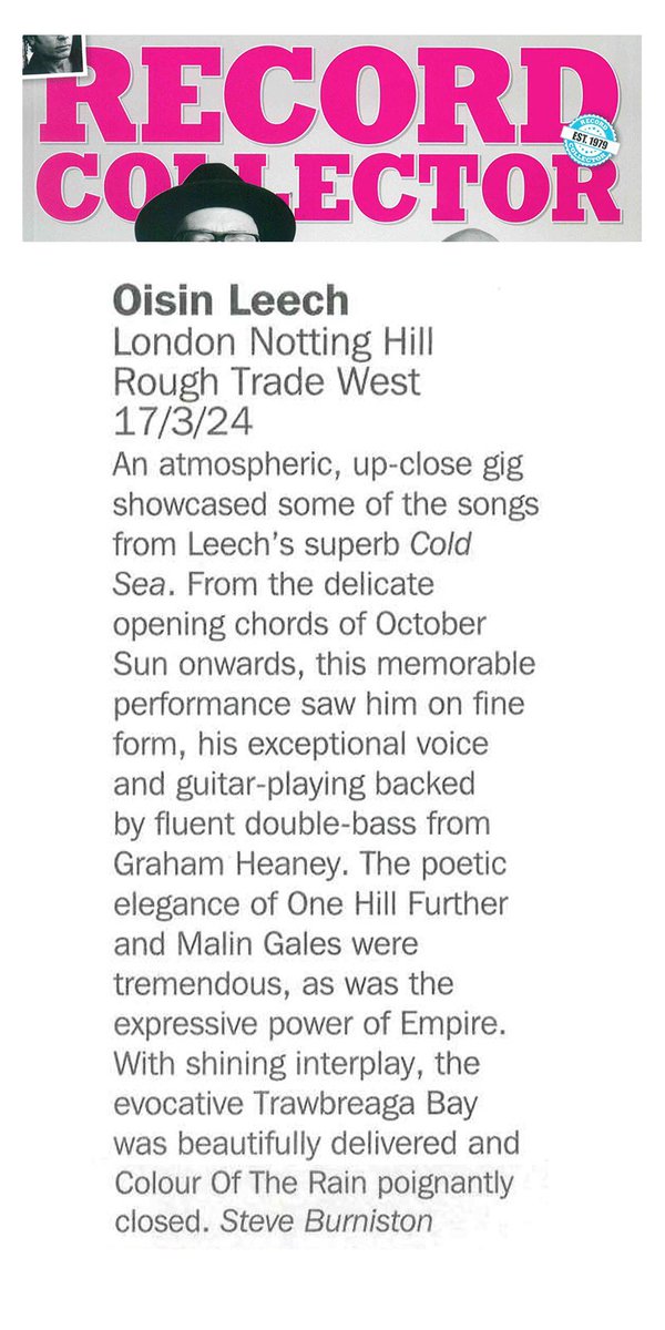“Exceptional.” Big thank you to Record Collector and Steve Burniston for the Live Review of the @roughtrade West in-store performance. @RecCollMag