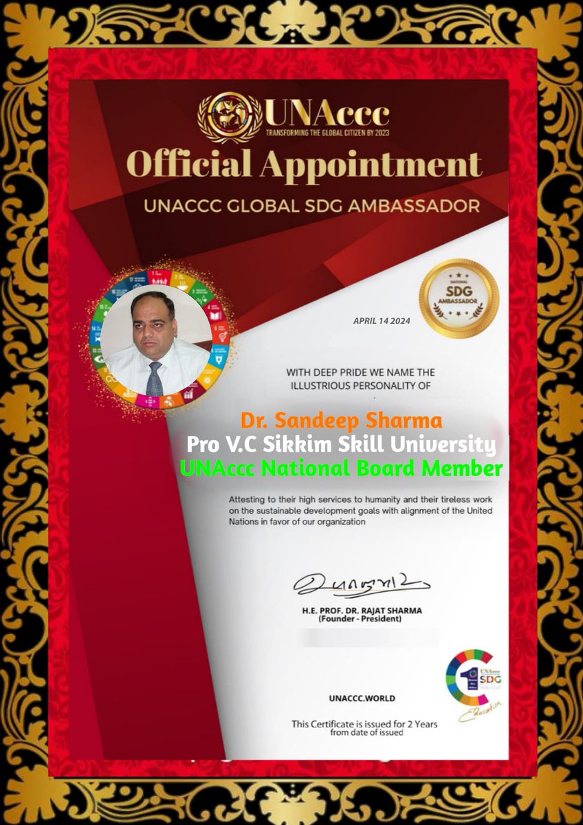 We Board Members #Welcome Dr. Sandeep Sharma, #India Legend #Educationist , Pro Vice Chancellor #Sikkim #Skill #University @SikkimSkill Joined @unacccorg as #National Board Member🙏 @TourismSikkim @SikkimExpress @narendramodi @dpradhanbjp @ianuragthakur @ArunSinghbjp @BJP4Sikkim