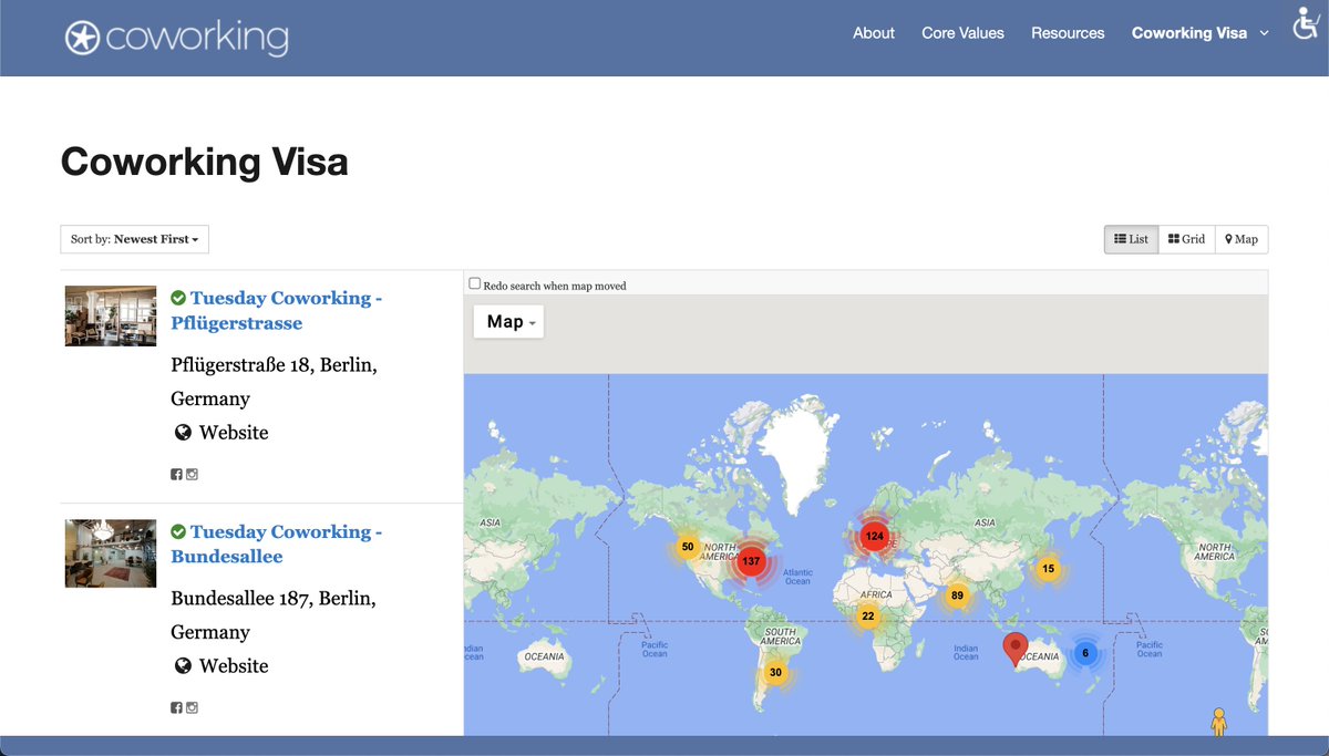 We recently updated the Coworking Visa, fixing bugs, removing old listings, and reaching out to folks to refresh existing ones. 

It's a great perk for your members to be able to visit 500+ spaces around the world for free. Give it a look!

coworking.org/visa