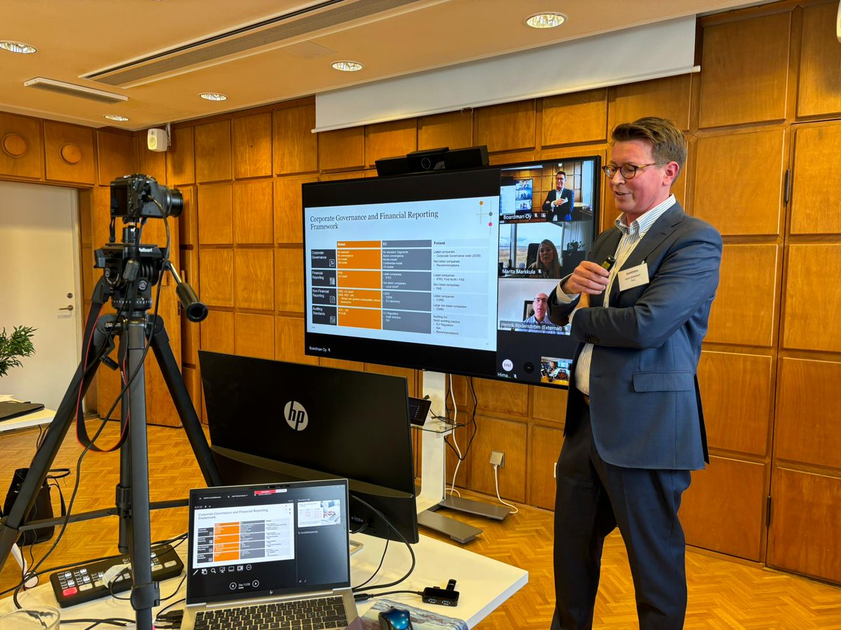 BoardmanOy's tweet photo. Sneak Peek at Boardman's Ongoing "CG and Board Work" Training Session for International Executives 🌍✨ Today, the participants focused on "Financial Reporting and Internal Control". Read more about the training from our website! #Boardman #training #boardwork #networking https://t.co/9tJR6Og7xP