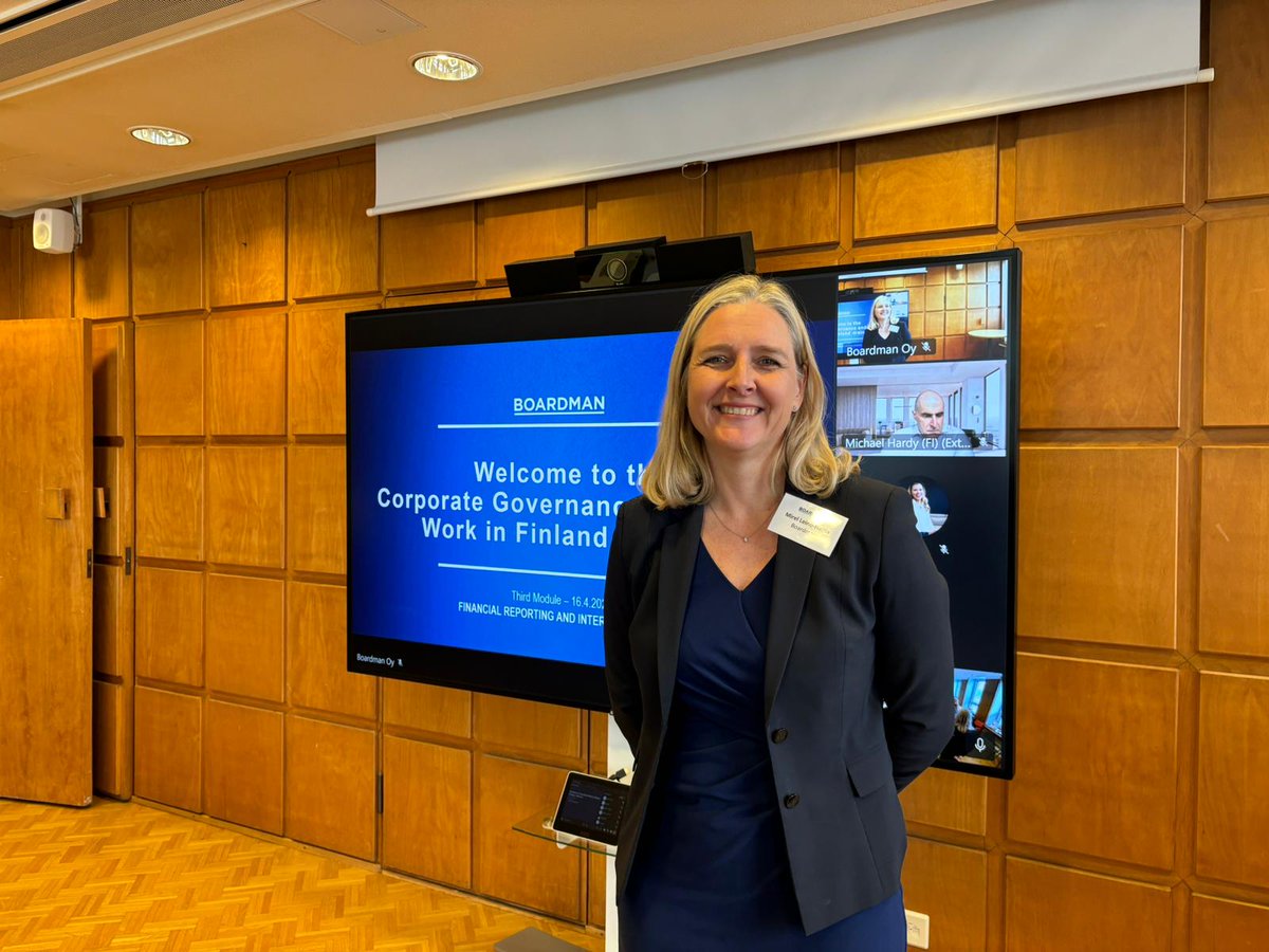 BoardmanOy's tweet photo. Sneak Peek at Boardman's Ongoing "CG and Board Work" Training Session for International Executives 🌍✨ Today, the participants focused on "Financial Reporting and Internal Control". Read more about the training from our website! #Boardman #training #boardwork #networking https://t.co/9tJR6Og7xP