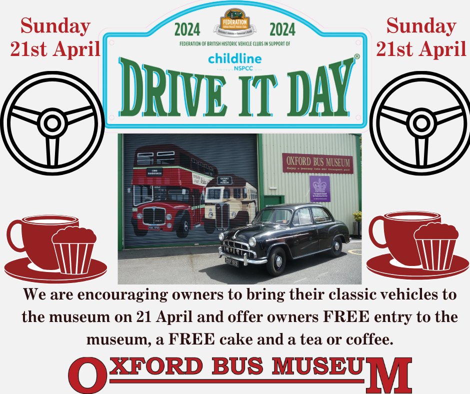 This Sunday 21st April is Drive It Day! We still have some spaces at the museum to bring your classic vehicle, get FREE entry to the museum and FREE tea, coffee and cake and take part in the run with us. If you would like to attend please email rp_statham@yahoo.co.uk. #driveitday