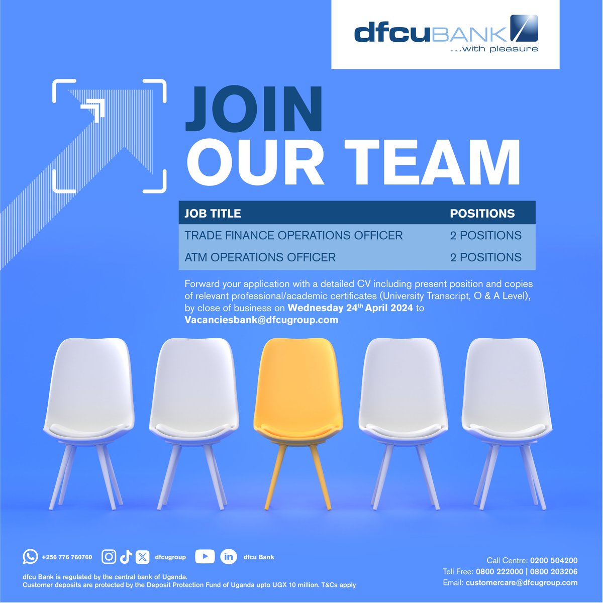 We are now hiring! Visit dfcugroup.com/careers/  for information on how to apply. #dfcuJobs