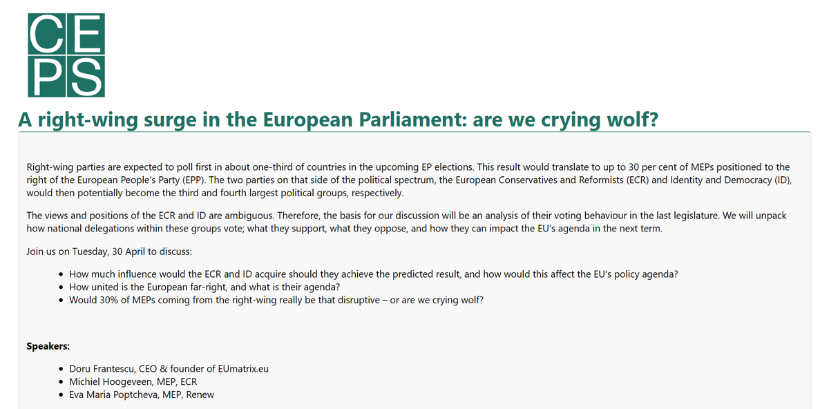 Wondering about the surge of right-wing politics post #EP2024? 🇪🇺 Join us for an analysis into right-wing parties' voting behavior, their influence on #EU policy, their agenda, & other key aspects of the debate! 👉Register now: rb.gy/fzfny9