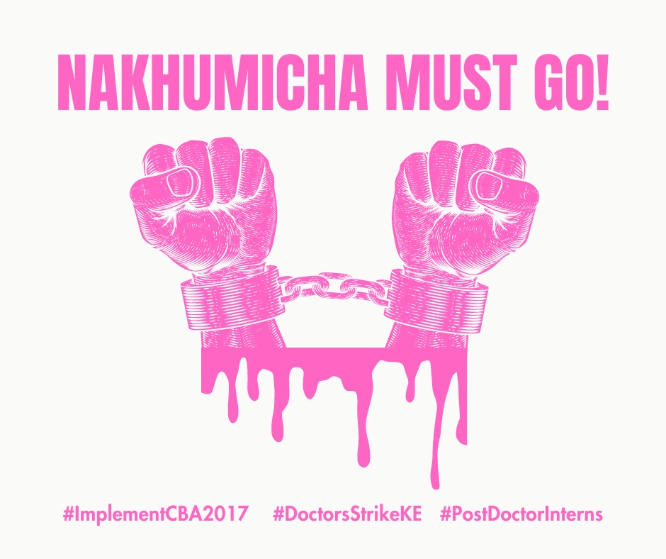 3/3

and inadequate medical equipment and staff training in health facilities because of poor leadership, inprofessionalisim, and incompetence in the @MOH_Kenya 

#DoctorsStrikeKE
#SayNoToSalaryReduction
#DoctorsDeserveBetter
#CBAforKenyans
#ImplementCBA2017